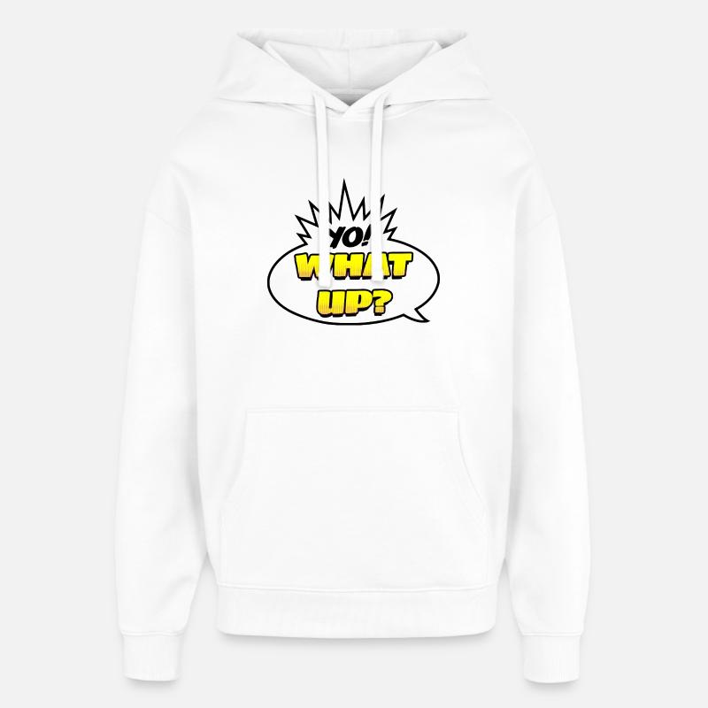 Yo ! Quoi de neuf ? - Sweat à capuche unisexe Stanley/Stella Oversized - blanc