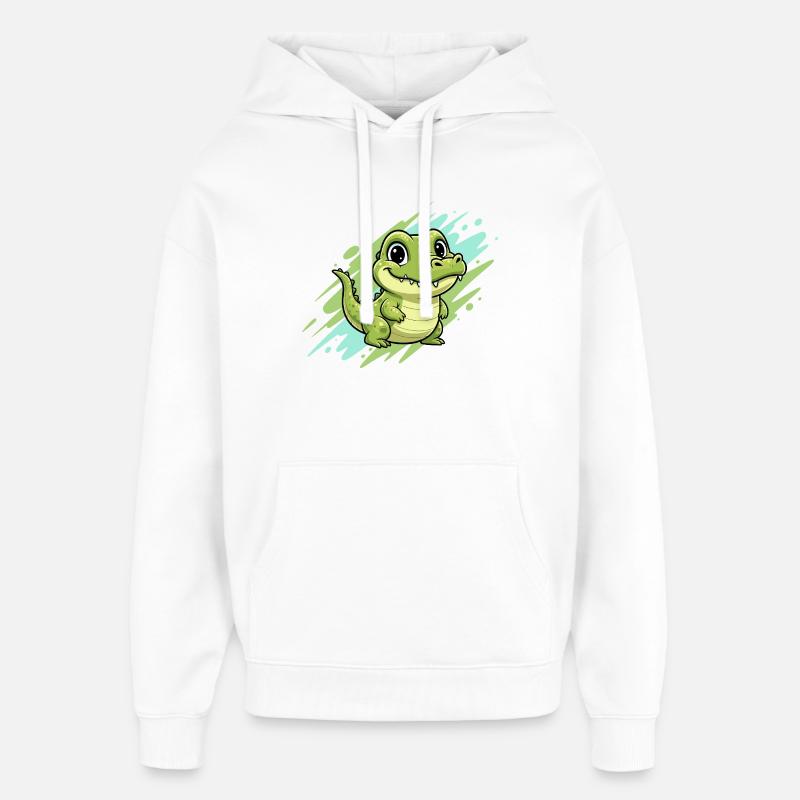 Dessin animé joyeux au crocodile - Sweat à capuche unisexe Stanley/Stella Oversized - blanc