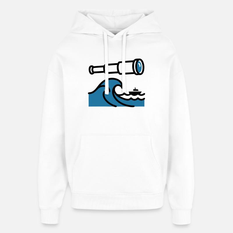 Explorateur océanique Waves Telescope - Sweat à capuche unisexe Stanley/Stella Oversized - blanc
