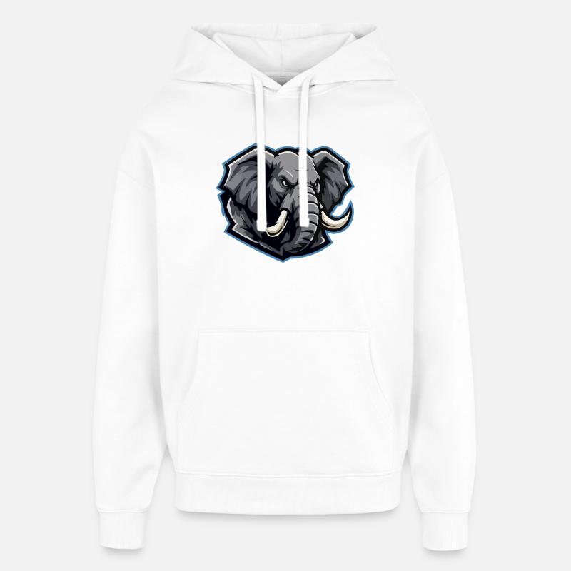 Elefantenkopf Maskottchen-Logo - Oversized Unisex Hoodie von Stanley/Stella - Weiß
