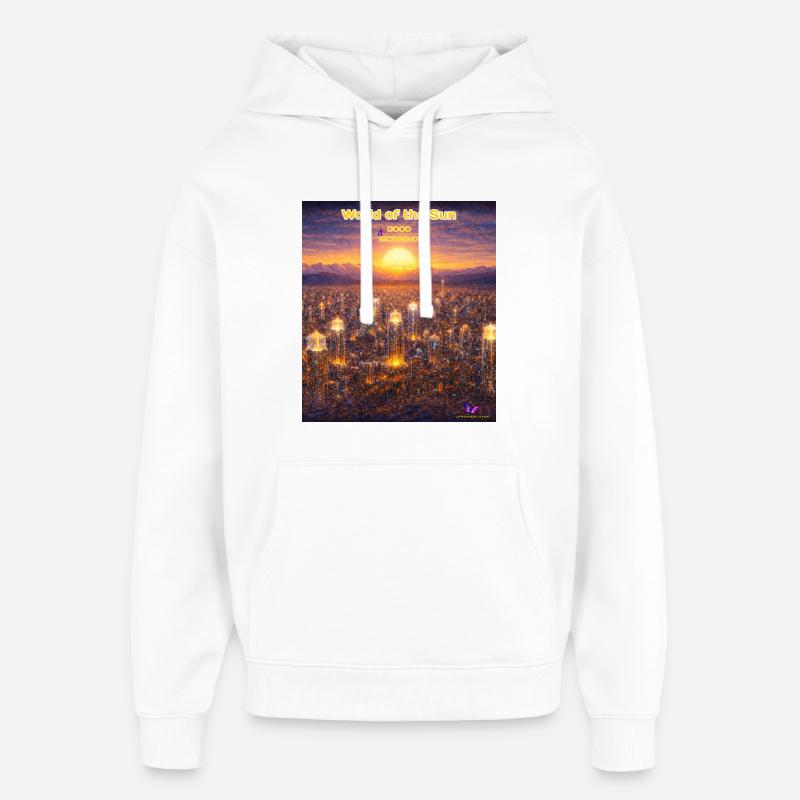 Le Monde du Soleil – Bonjour - Sweat à capuche unisexe Stanley/Stella Oversized - blanc