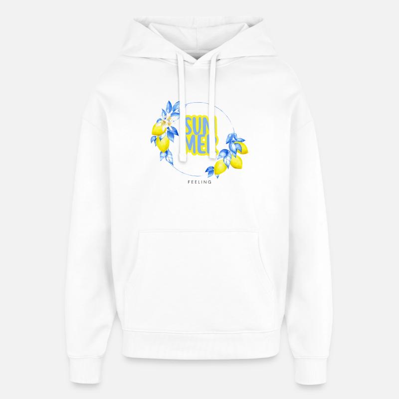 Summer Lemons Circle - Oversized Unisex Hoodie by Stanley/Stella - white