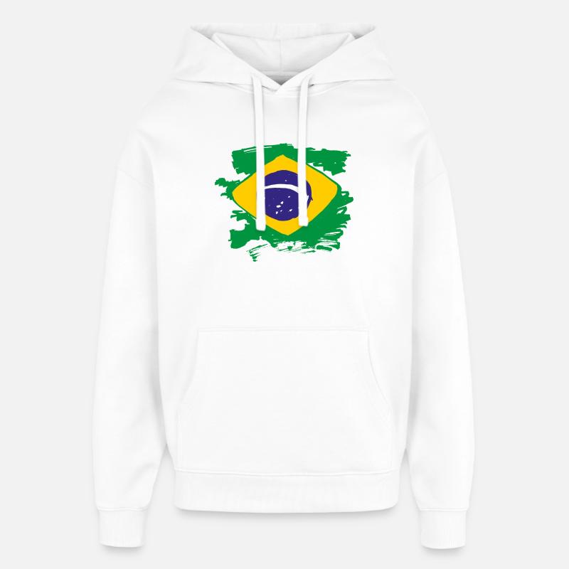 Drapeau du Brésil - Sweat à capuche unisexe Stanley/Stella Oversized - blanc