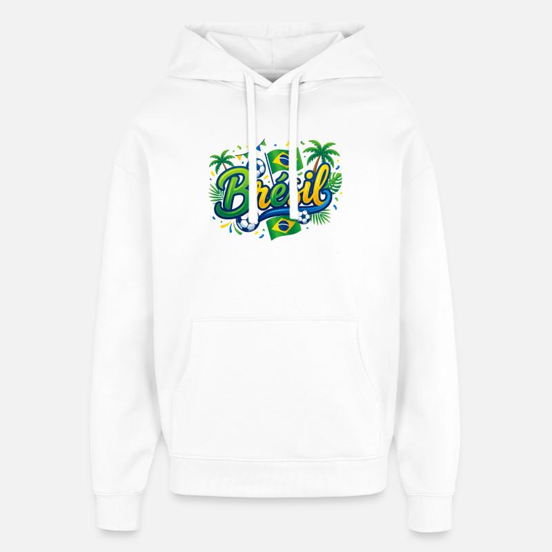 Brésil - Sweat à capuche unisexe Stanley/Stella Oversized - blanc