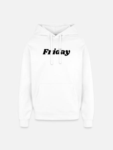 Vendredi – Lettrage noir - Sweat à capuche unisexe Stanley/Stella Oversized - blanc