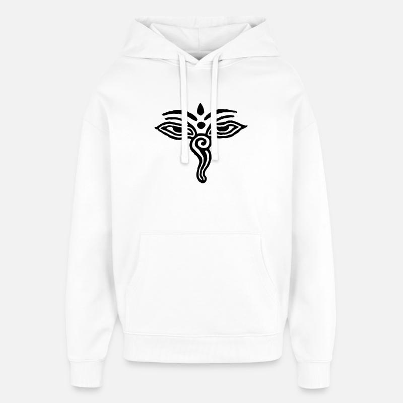 Yeux tibétains - Sweat à capuche unisexe Stanley/Stella Oversized - blanc