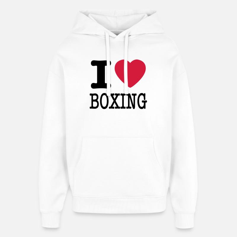 j'aime la boxe / I love boîtes - Sweat à capuche unisexe Stanley/Stella Oversized - blanc