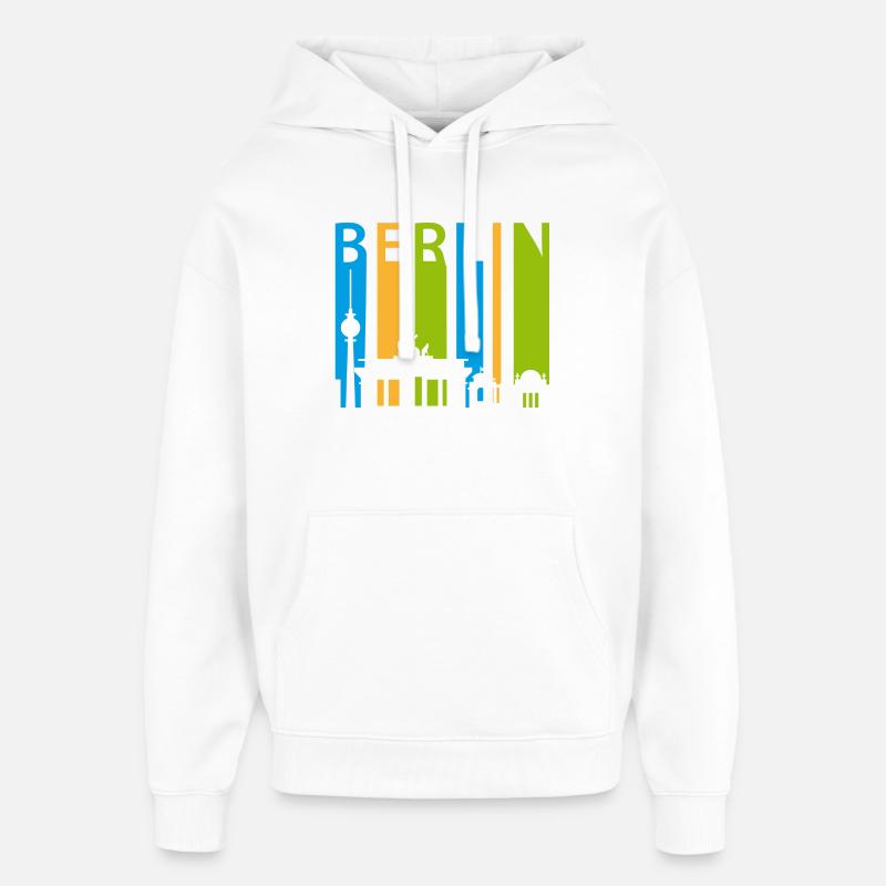 Berlin Schiftzug avec silhouette - Sweat à capuche unisexe Stanley/Stella Oversized - blanc