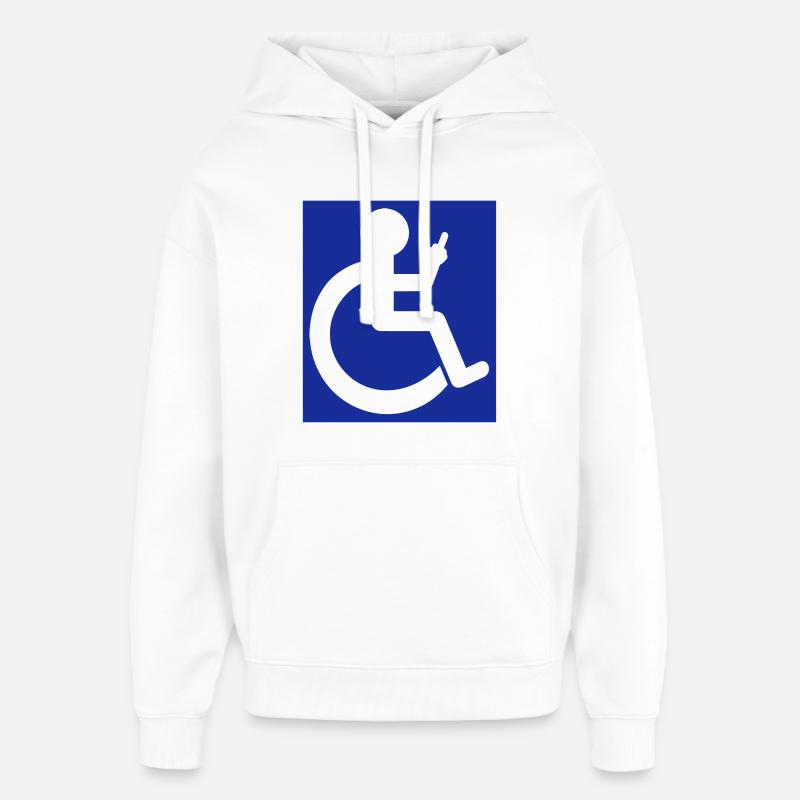 Rollstuhlfahrer hebt den Mittelfinger # - Oversized Unisex Hoodie von Stanley/Stella - Weiß