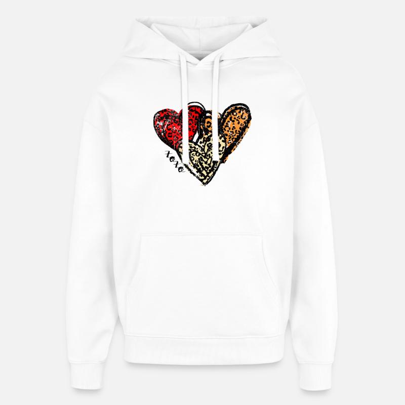 Trio Cœurs de Léopard - Sweat à capuche unisexe Stanley/Stella Oversized - blanc