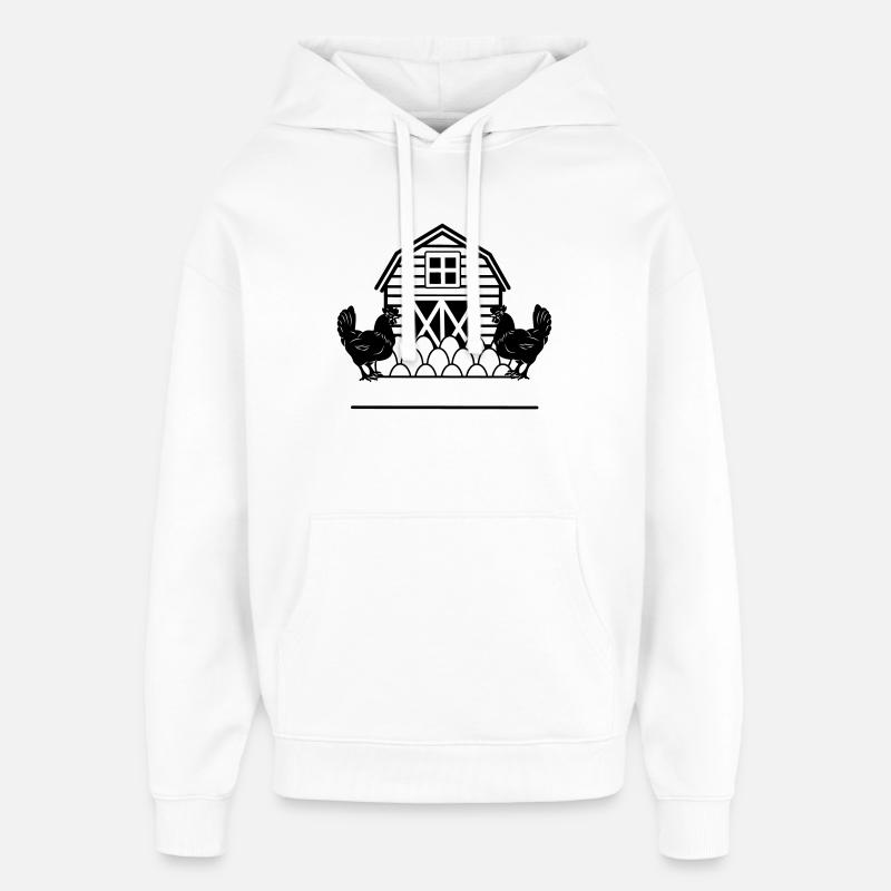 Poulets ferme noire - Sweat à capuche unisexe Stanley/Stella Oversized - blanc
