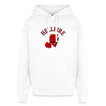 Devil, Satan, Devil, Hellfire - Oversized Unisex Hoodie by Stanley/Stella - white - Front - AI Model Female 172 light (172cm) & AI Model Male 185 light (185cm)