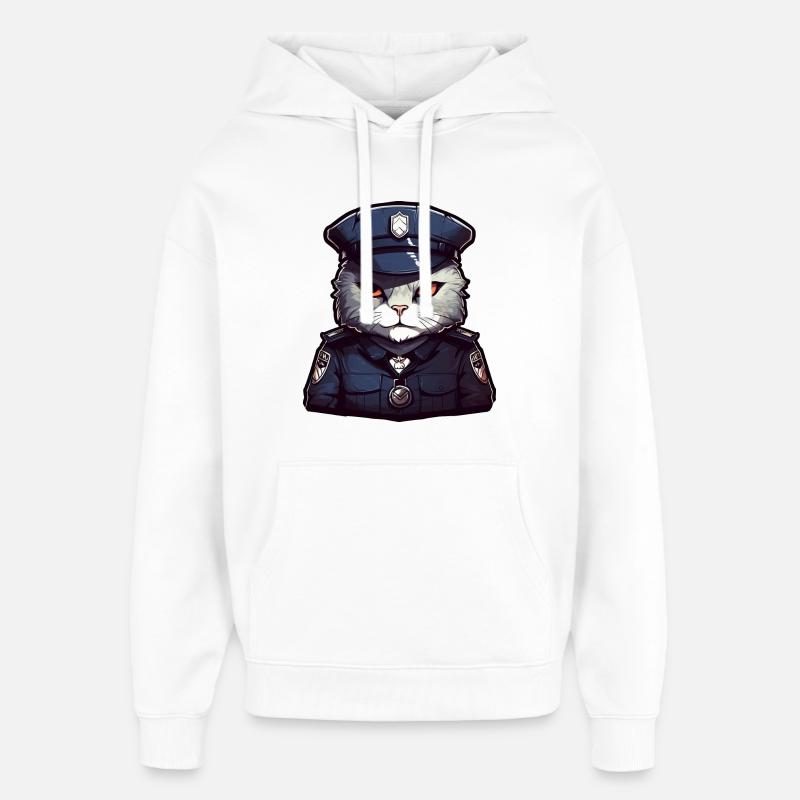 Chat de police - Sweat à capuche unisexe Stanley/Stella Oversized - blanc