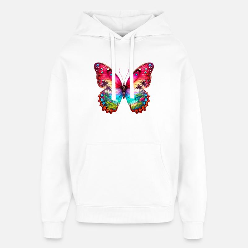 Papillon - Sweat à capuche unisexe Stanley/Stella Oversized - blanc