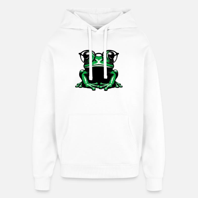 Grenouille à lunettes - Sweat à capuche unisexe Stanley/Stella Oversized - blanc