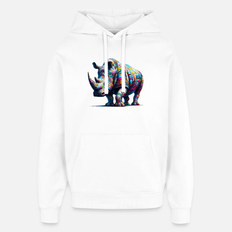 Rhinocéros - Sweat à capuche unisexe Stanley/Stella Oversized - blanc