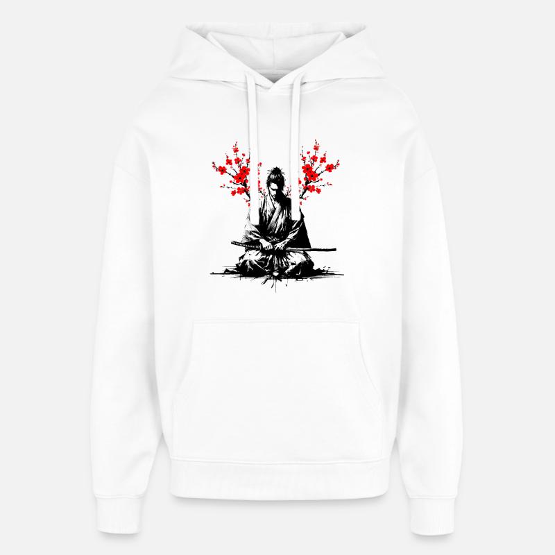 Samurai meditating - Oversized Unisex Hoodie by Stanley/Stella - white