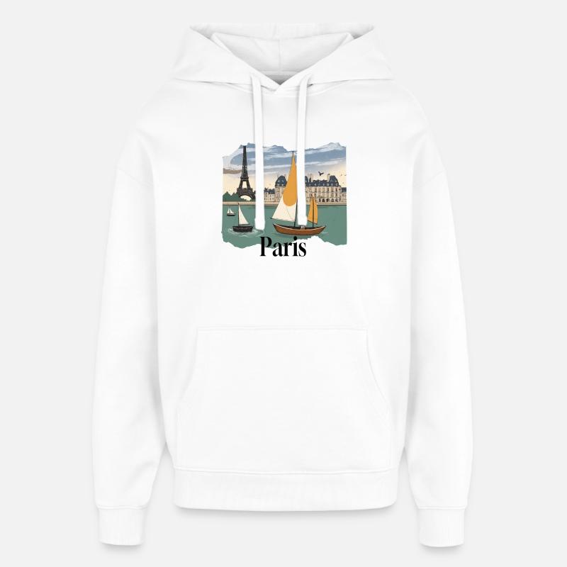 Paris : ses voiliers d’époque - Sweat à capuche unisexe Stanley/Stella Oversized - blanc
