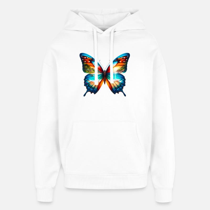 Papillon - Sweat à capuche unisexe Stanley/Stella Oversized - blanc