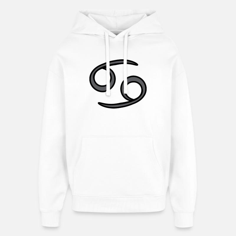 Simbolo del segno zodiacale del Cancro nero e grigio - Stanley/Stella Oversized Felpa con cappuccio unisex - bianco