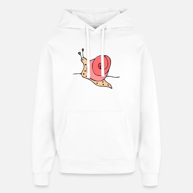 Stylized snail on pink background - Oversized Unisex Hoodie by Stanley/Stella - white