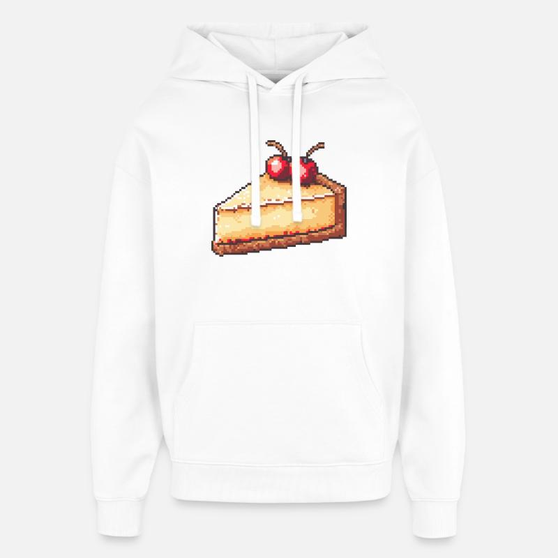 Pixel Cheesecake Tranche de cerise - Sweat à capuche unisexe Stanley/Stella Oversized - blanc