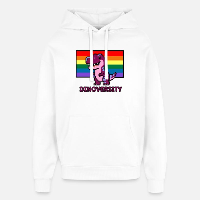 DinoVERSITY - Pixel Art Dinosaur Pride ! 🌈🦖 - Sweat à capuche unisexe Stanley/Stella Oversized - blanc