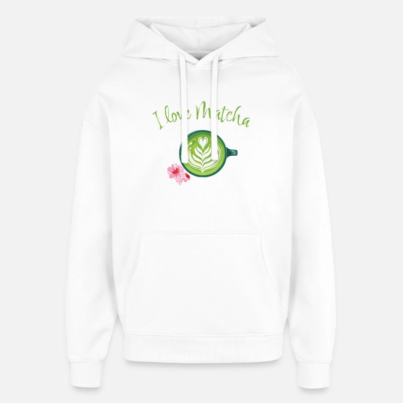 L’amour du matcha - Sweat à capuche unisexe Stanley/Stella Oversized - blanc
