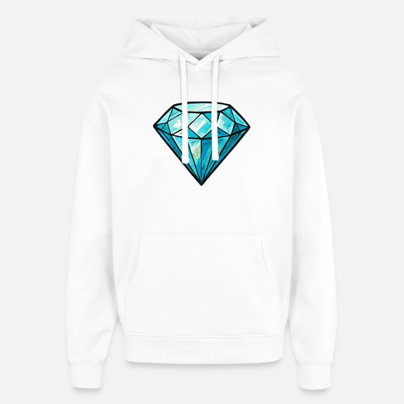 Aquarelle Cristal Diamant - Sweat à capuche unisexe Stanley/Stella Oversized - blanc