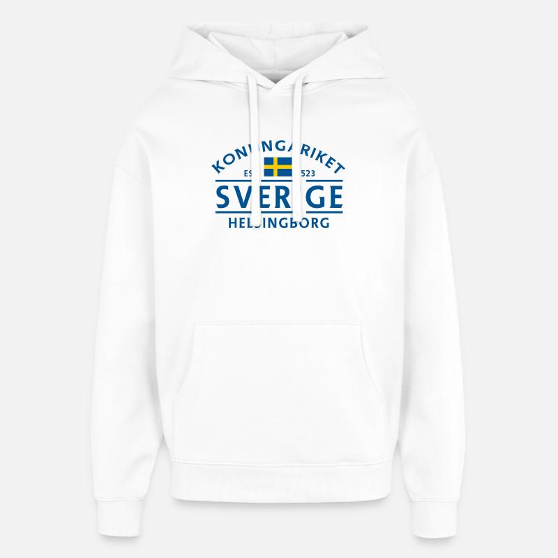 Helsingborg, Suède, Emblème 1523 - Sweat à capuche unisexe Stanley/Stella Oversized - blanc
