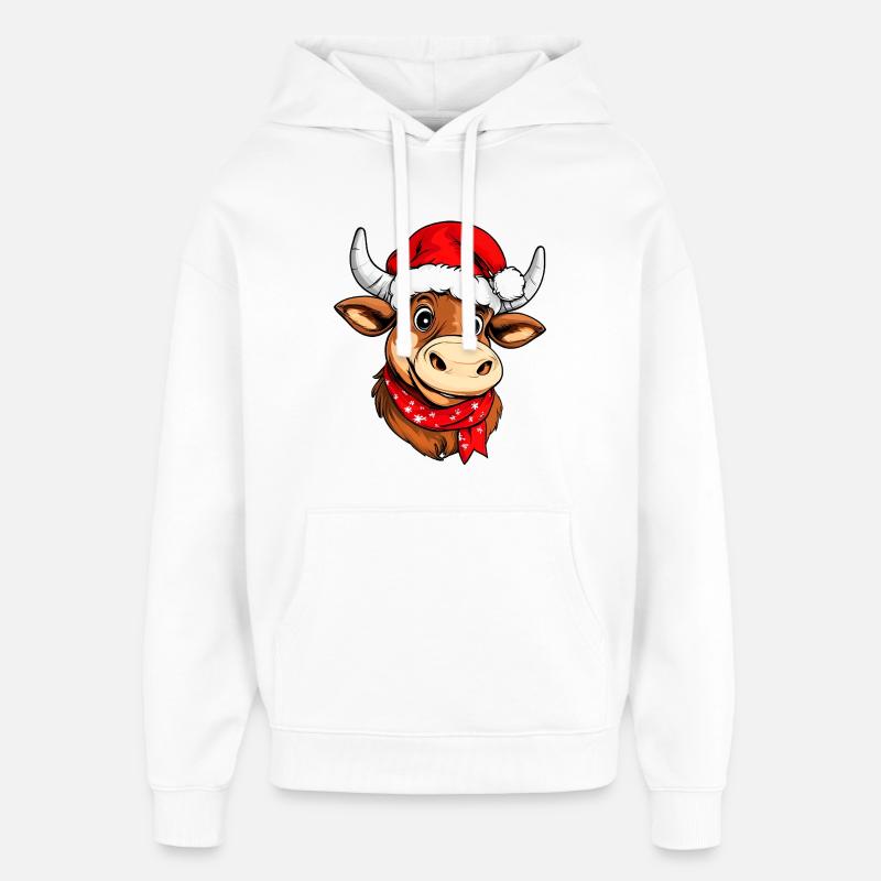 Taureaux de Noël - Sweat à capuche unisexe Stanley/Stella Oversized - blanc