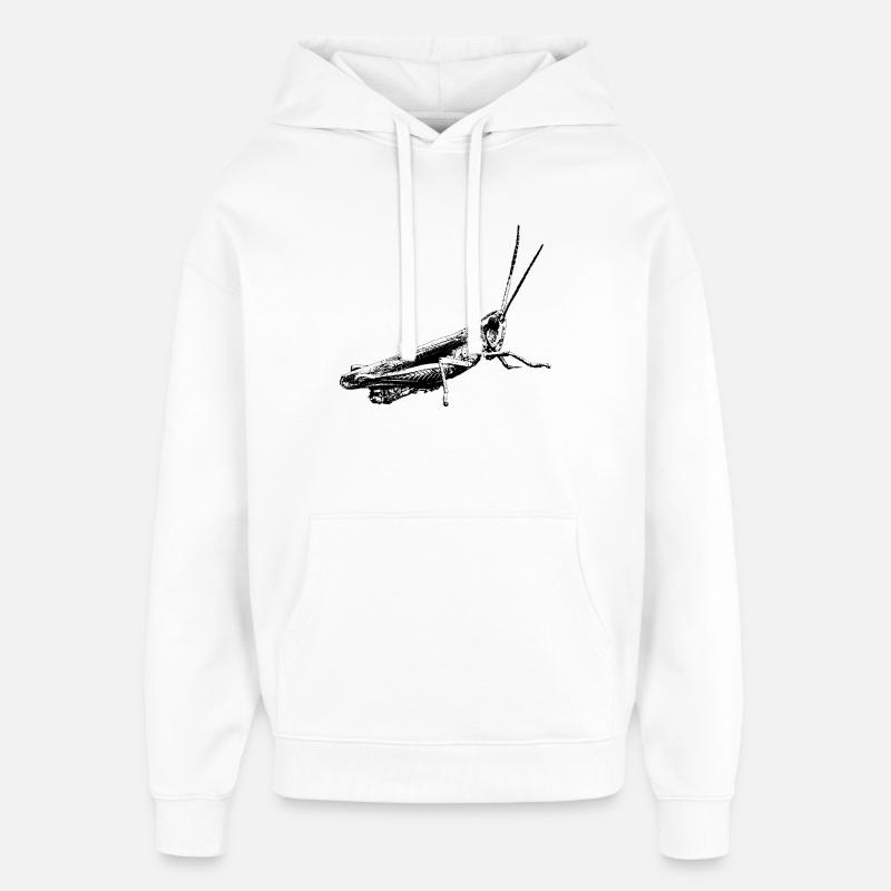Sauterelle / Sauterelle / Noir graphique - Sweat à capuche unisexe Stanley/Stella Oversized - blanc