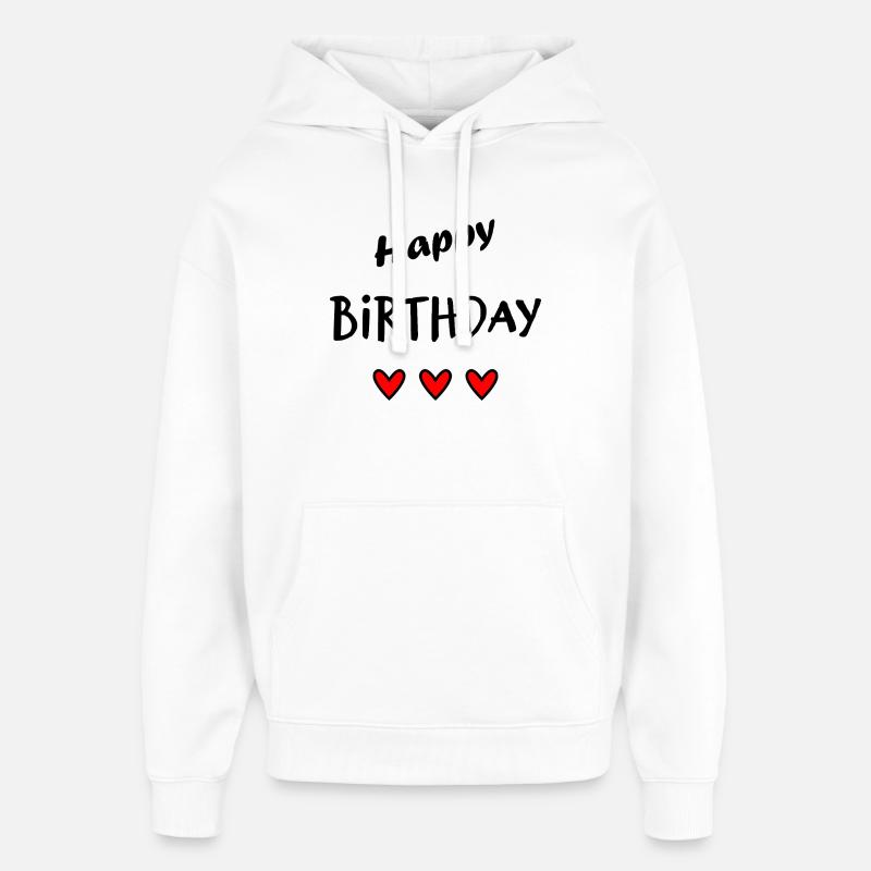 HAPPY BIRTHDAY. NOËL. ANNEE. ANNIVERSAIRE - Sweat à capuche unisexe Stanley/Stella Oversized - blanc