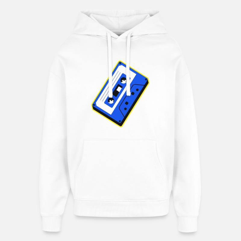 Illustration rétro sur cassette bleue - Sweat à capuche unisexe Stanley/Stella Oversized - blanc