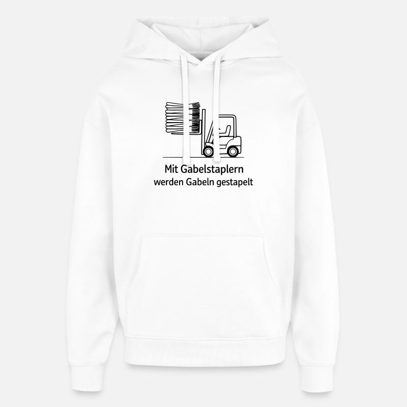 gabelstapler wortwitz gabel stapeln - Oversized Unisex Hoodie von Stanley/Stella - Weiß