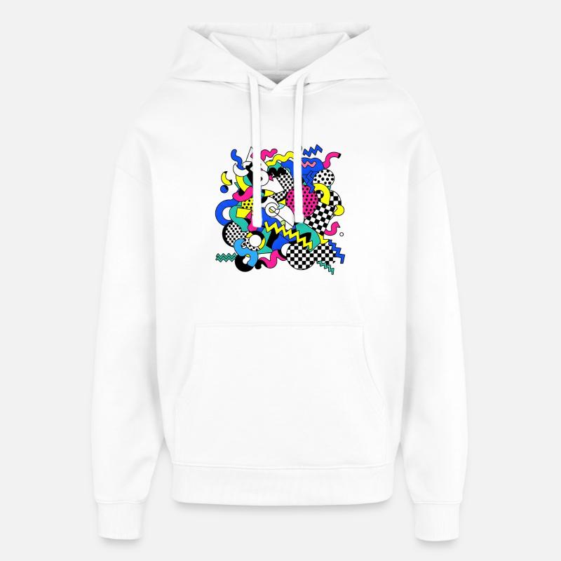 Neon Chaos Pop Art Pattern - Oversized Unisex Hoodie by Stanley/Stella - white