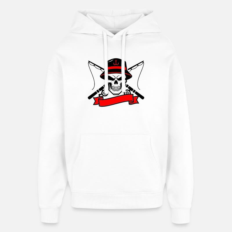 Bannière du blason du Skull Angler - Sweat à capuche unisexe Stanley/Stella Oversized - blanc