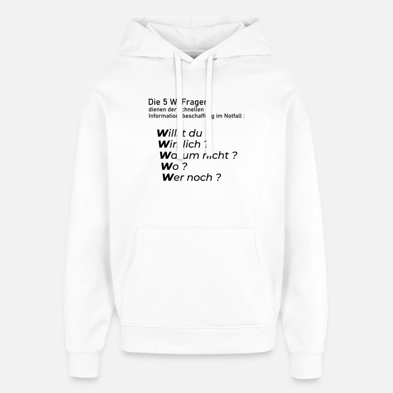 5 Questions W - Sweat à capuche unisexe Stanley/Stella Oversized - blanc