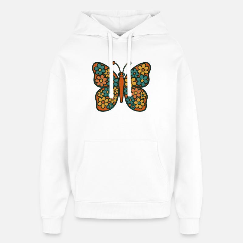 Papillon avec motif floral - Sweat à capuche unisexe Stanley/Stella Oversized - blanc