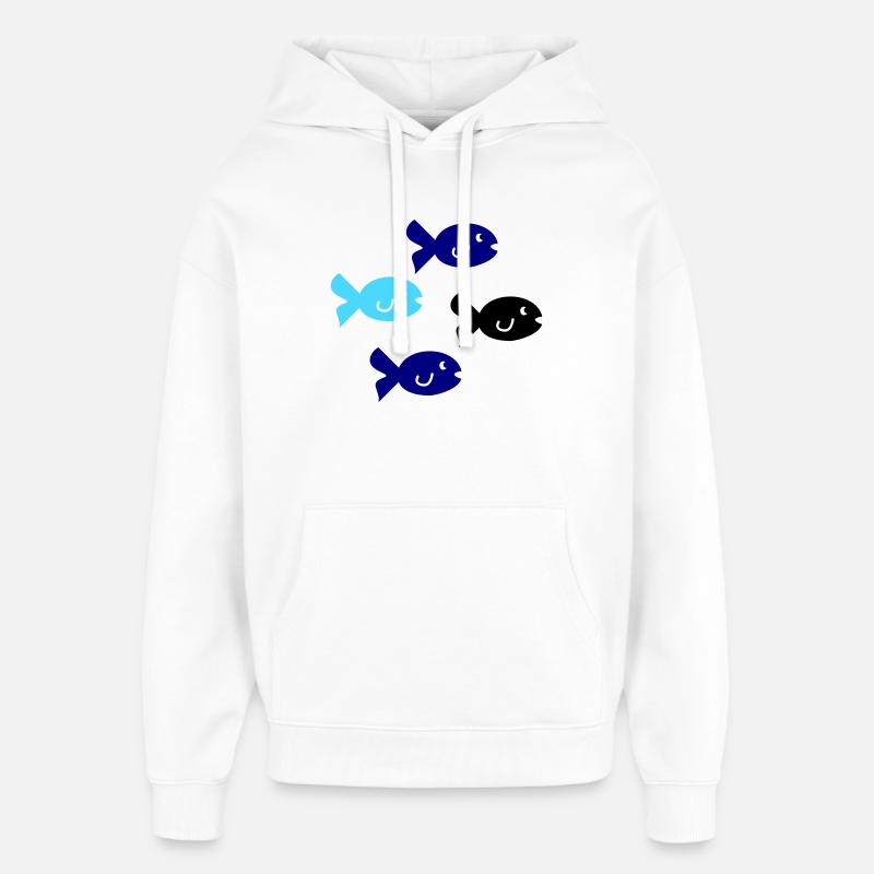 Silhouette des Poissons - Sweat à capuche unisexe Stanley/Stella Oversized - blanc