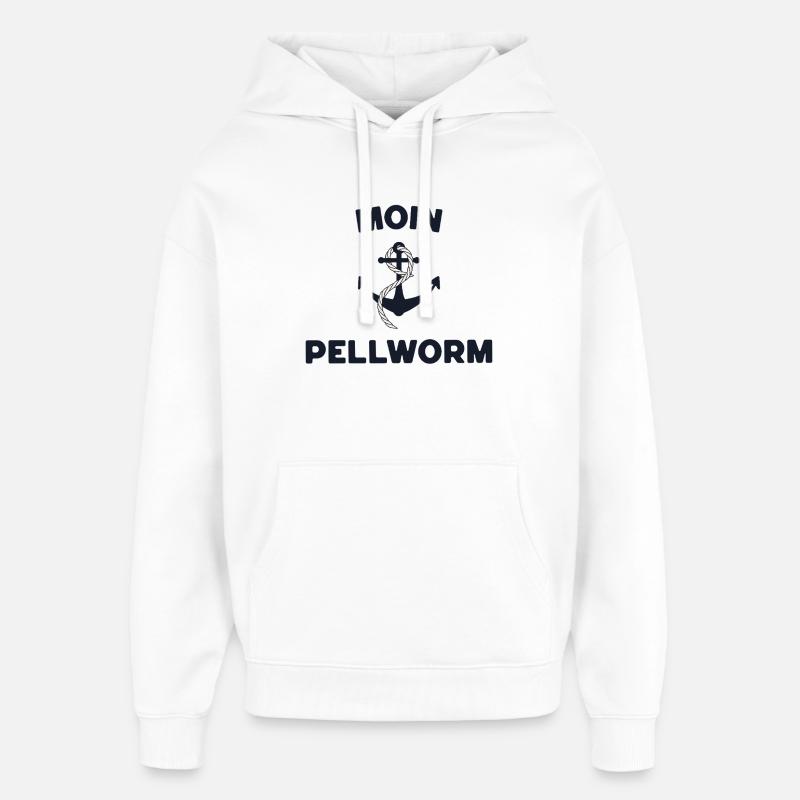 Moin Pellworm – Maritimes Anker-Design - Oversized Unisex Hoodie von Stanley/Stella - Weiß