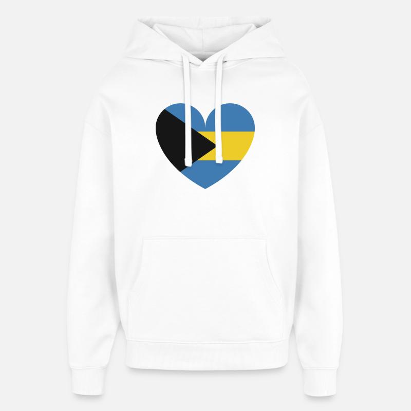Drapeau des Bahamas du Cœur - Sweat à capuche unisexe Stanley/Stella Oversized - blanc