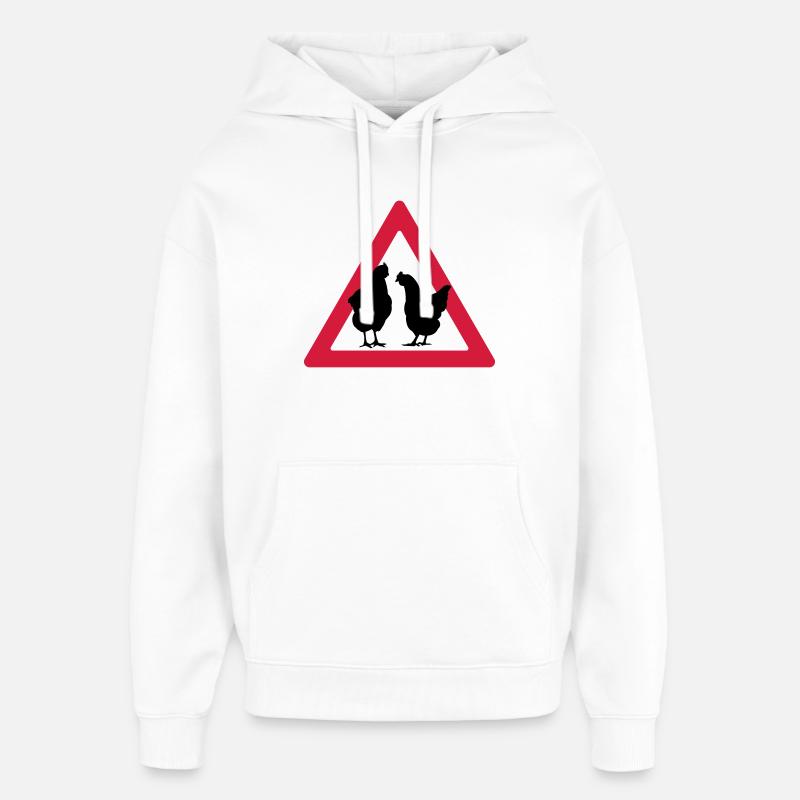 Attention, partie de poule - Sweat à capuche unisexe Stanley/Stella Oversized - blanc