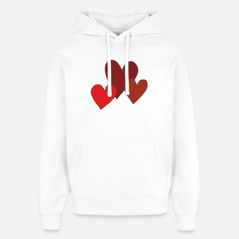 cœurs 3 fois - Sweat à capuche unisexe Stanley/Stella Oversized - blanc