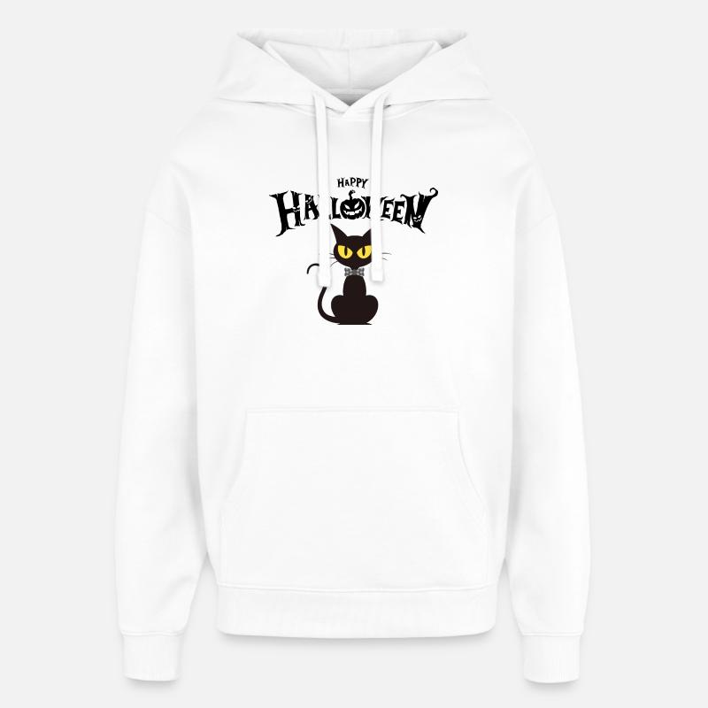 Black Cat Chic Fliege - Oversized Unisex Hoodie von Stanley/Stella - Weiß