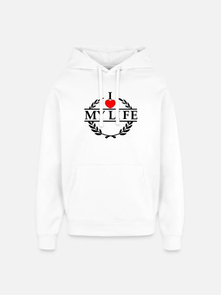 Elsker dit hjerte 020 - Hættetrøje unisex Stanley/Stella Oversized - hvid