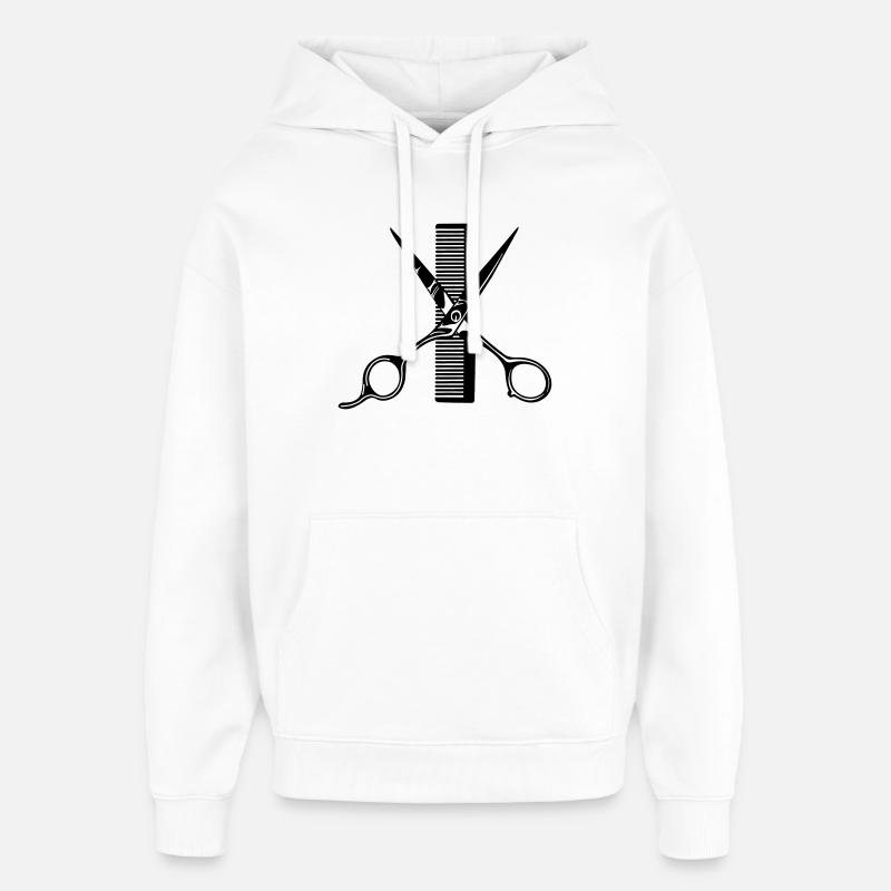 Ciseaux croisés avec peigne - Sweat à capuche unisexe Stanley/Stella Oversized - blanc