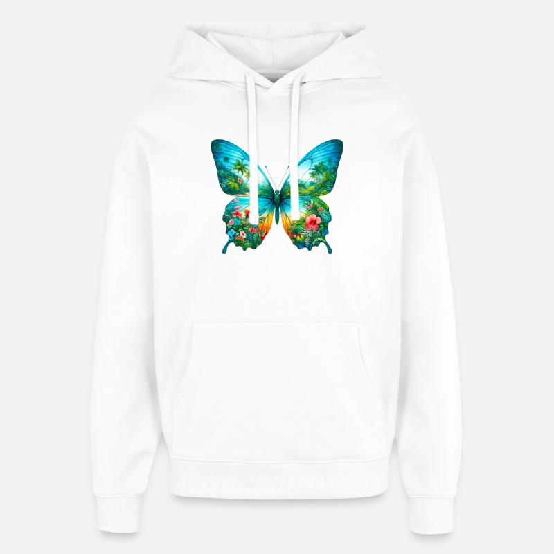 Papillon - Sweat à capuche unisexe Stanley/Stella Oversized - blanc