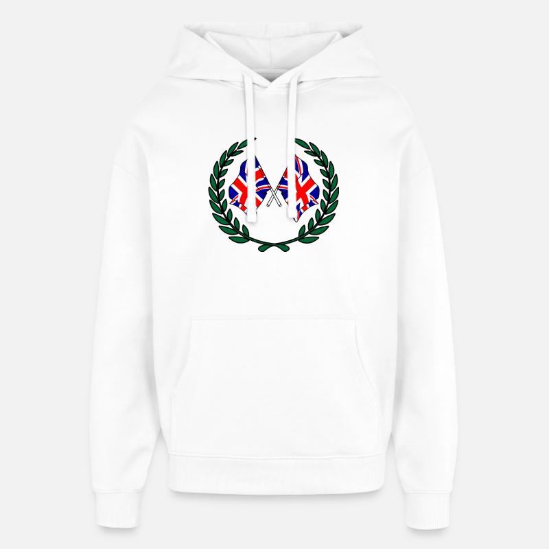Drapeaux Angleterre en couronne de laurier - Sweat à capuche unisexe Stanley/Stella Oversized - blanc