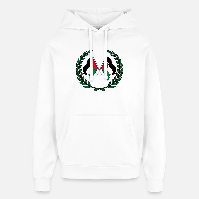 Drapeaux palestiniens en couronne de laurier - Sweat à capuche unisexe Stanley/Stella Oversized - blanc